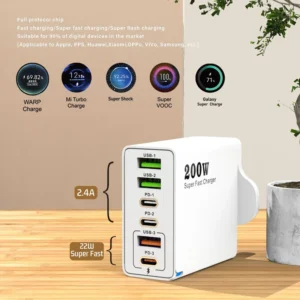 Xiaomi 200W 6 Port USB C Charger Super Fast Charging PD3.0 USB Type C Mobile Phone Charger For iPhone 16 SE4 Samsung Xiaomi ipad - Image 2