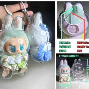 For Labubu Sitting Pvc Party Cotton Doll Protective Bag Storage Bag Walk Bag Dust-Proof Crossbody Display Bag Cute - Image 2