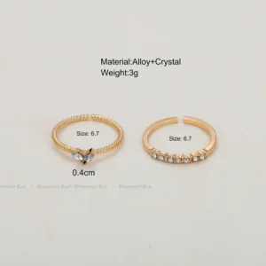 2pcs/set Gold Color Heart Zircon Rings Set for Women Girls Adjustable Minimalism Luxury Twist Ring Fashion Jewelry Wedding Gifts - Image 6