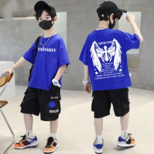 100% Cotton T-shirt Summer Kids Clothes 2025 New Boys American Street Vintage Printed Short-sleeved Casual Trendy Children's Top - Image 4