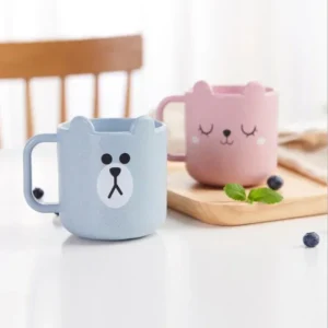 Kids Children Infant Baby Milk Cup with Handle Breakfast Mug Drink Home Cup Cartoon Training Cup Wheat Straw PP - Image 4
