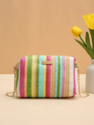 Knitting Women Straw Bag Beach Summer Chain Small Purse and Handbag Female Shoulder Crossbody Bags Travel Design Flap Bag - Image 3