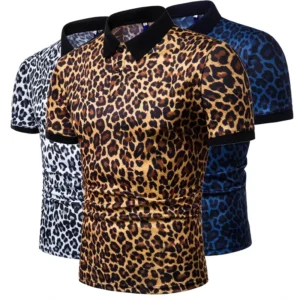 Leopard Pattern Polo Shirt For Men Three Colors 3d Printed Lapel Short Sleeves T-shirt Summer Fashion Trend Casual Tee Shirts - Image 2