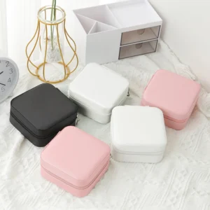 1pcs Single Layer Storage Box Ladies Travel Leather Jewelry Box Classic Black Pure White Fashion Pink Storage Box - Image 2