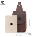 BULLCAPTAIN Men's Crossbody Bags Crazy Horse Leather Chest Bag's Leather Crossbody Bages Retro Men's Zip Pocket Short Travel Bag