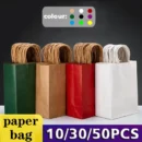 10/30/50pcs Holiday Party Gift Bag with Handle Jewelry Shopping Bag Thanksgiving Valentine's Day Marriage Gift Colored Paper Bag