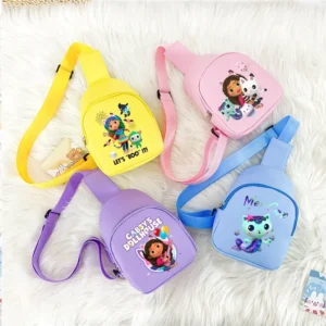 New Gabby Dollhouse Shoulder Bags PU kawaii Cartoon Candy Color Crossbody Bags Girls Outing Packet Key Snack Chest Pocket Gift