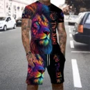 Lion King 3D Printed Men's T-shirt Set 2024 Summer O-collar Short-sleeved T-shirt Top 3D Style Men's Casual Outdoor Fashion Set