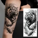 1 Sheet Lion Tiger Warrior Buddha Temporary Tattoos For Men Women Adults Waterproof Realistic Fake Tattoos Long Lasting Stickers