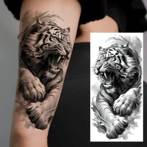 1 Sheet Lion Tiger Warrior Buddha Temporary Tattoos For Men Women Adults Waterproof Realistic Fake Tattoos Long Lasting Stickers - Image 3
