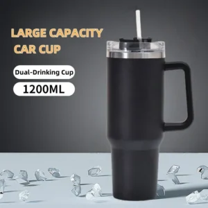 Jumbo 304 Stainless Steel Insulated Mug 40oz Generation Car Cup with Handle Portable Ice Master Straw Cup Leak-Proof Food-Grade