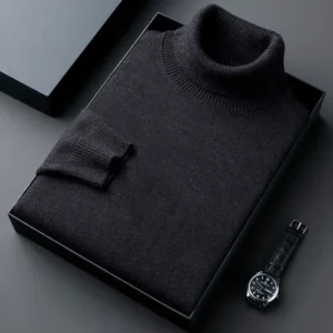 Sweatwear Mens Anti-pilling High Quality Knitted Turtleneck Sweater Slim Fit Long Sleeve Pullover Solid Color Trend Men Clothing - Image 2