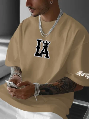 Men's casual T-shirt with Los Angeles letters and large LA pattern print,comfortable and breathable with slight elasticity,perfe - Image 6