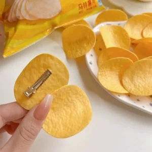 Novelty Simulation Potato Chip Hair Clip for Girls Funny Snack Potato Chip French Fries Hairpin Headwear Hair Accessories