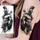1 Sheet Lion Tiger Warrior Buddha Temporary Tattoos For Men Women Adults Waterproof Realistic Fake Tattoos Long Lasting Stickers