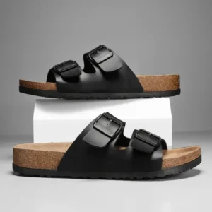 2024 New Leather Cork Herringbone Slippers for Men and Couples Retro Summer Moeller Slippers Fashion Casual Beach Sandals - Image 2