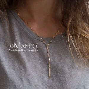 e-Manco Korean Style Women Gold Color Stainless Steel Necklace Fashion Layered Necklace Jewelry - Image 3