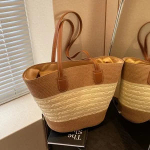 Straw bag bag women's summer inswind 2024 new beach seaside outdoor travel vacation large capacity shoulder bag - Image 2