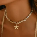 Bohemia Multicolour Bead Shell Pendant Necklace for Women Fashion Summer Adjustable Geometric Jewelry Holiday Beach Gift
