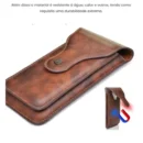 Vintage Mobile Phone Case Cover Pack Men PU Leather Waist Bag with Hook Clip Phone Holster Travel Hiking Cell Belt Pouch Purse