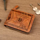 Leather Men Wallet 2024 Dollar Price Wallet Casual Clutch Money Purse Bag Credit Card Holder Fashion New Billetera Hombre