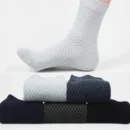 Men Bamboo Fiber Socks High Quality Breatheable New Compression Solid Color Casual Business Anti-Bacterial Mid-tube Stockings