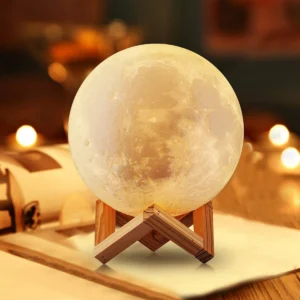 8cm Moon Lamp LED Night Light Battery Powered With Stand Starry Lamp Bedroom Decor Night Lights Kids Gift Moon Lamp - Image 5