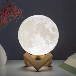8cm Moon Lamp LED Night Light Battery Powered With Stand Starry Lamp Bedroom Decor Night Lights Kids Gift Moon Lamp - Image 6